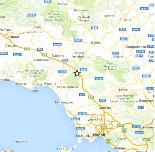 Mappa localizzata eventi sismici 