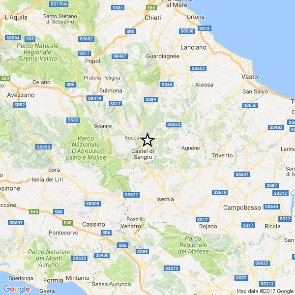 Mappa evento sismico Castel Di Sangro 