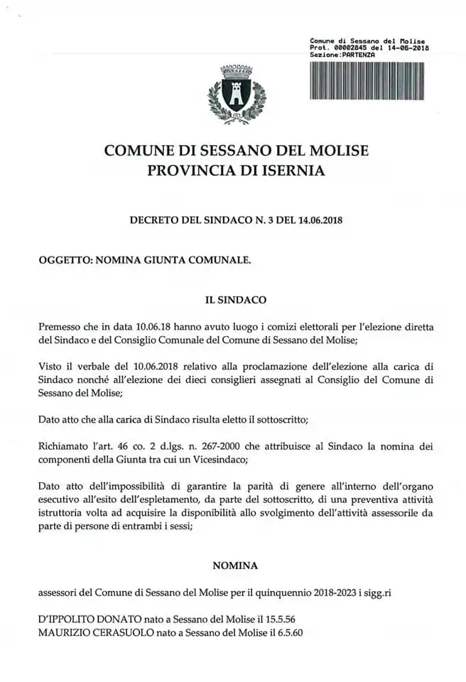 decreto sessano del molise