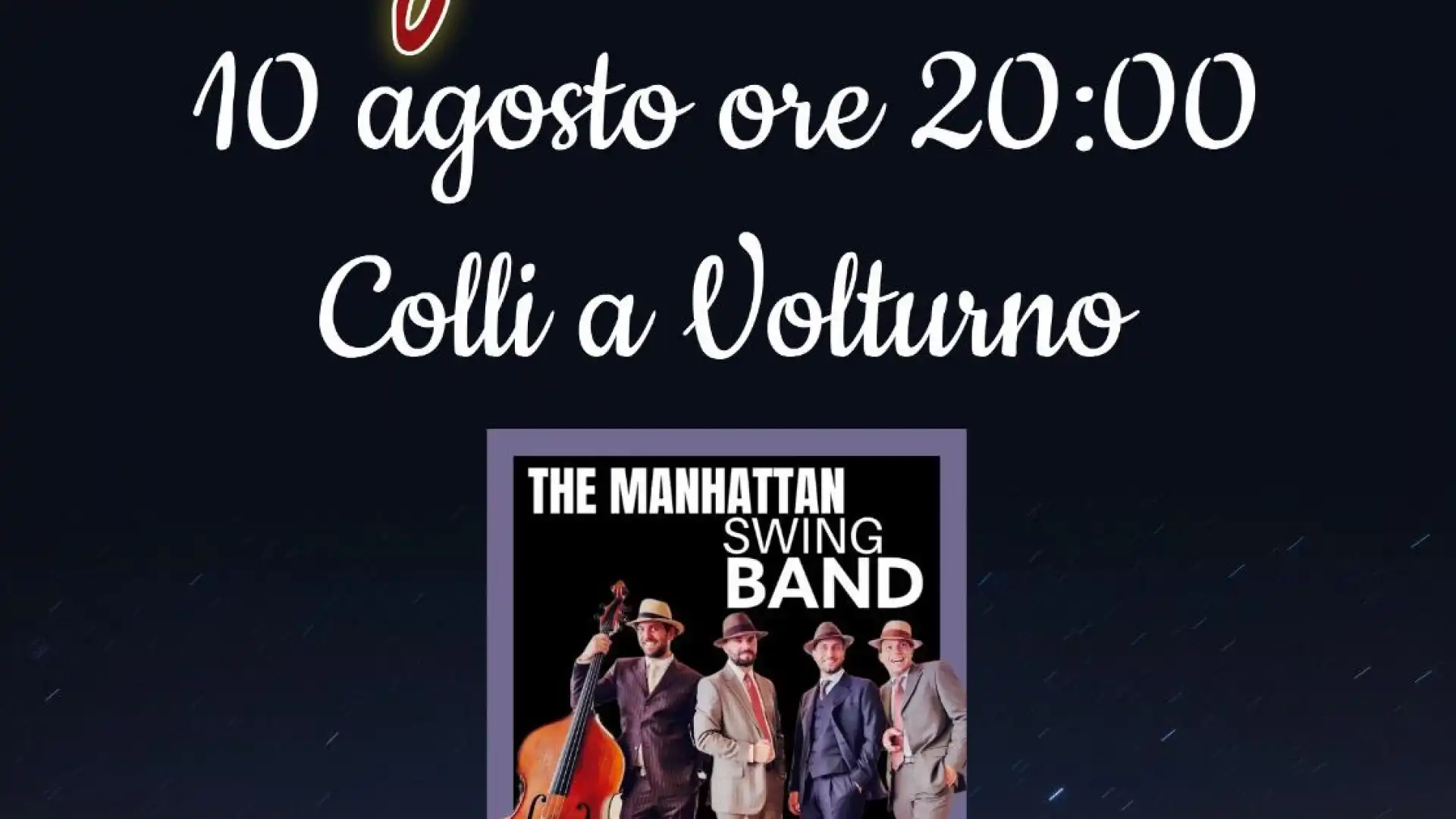 Colli a Volturno: Swing sotto le stelle mercoledi 10 agosto grazie a Forza Giovane. Una serata speciale nella nuova piazza anfiteatro.