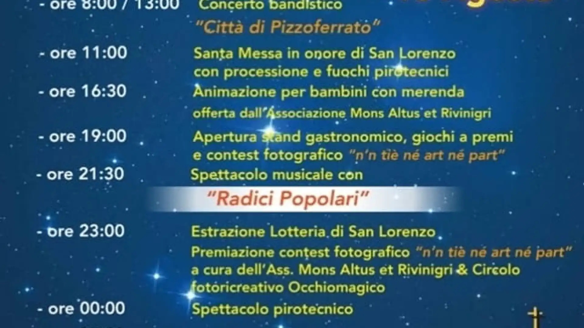 Rionero Sannitico: a Montalto ci si prepara a festeggiare San Lorenzo. Il programma completo promosso dall’Associazione Mons Altus et Rivinigri.