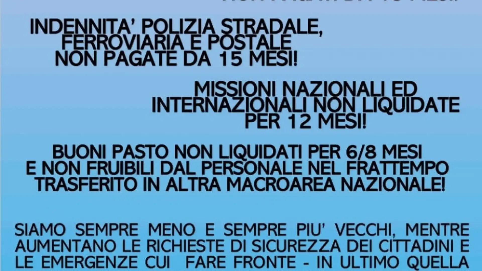 "Siamo stanchi, pagate i poliziotti", la nota del Siap Provinciale