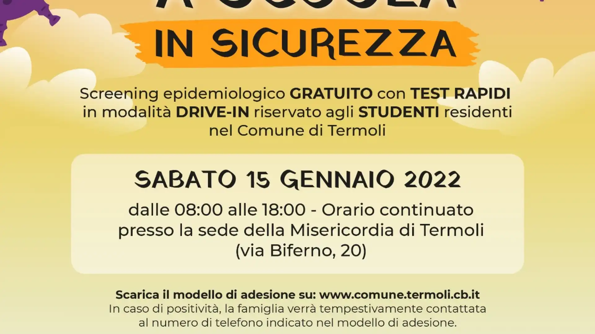 Termoli: nuovo screening sulla popolazione scolastica per tornare tra i banchi in sicurezza.