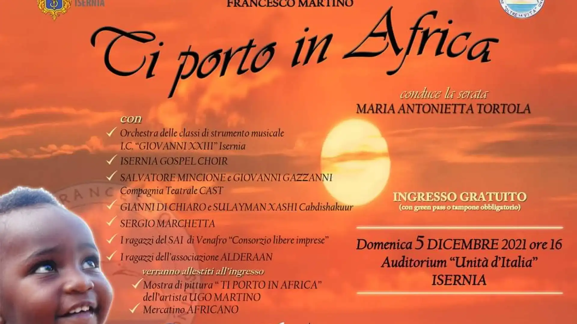 Isernia: domenica 5 dicembre l'evento Ti porto in Africa