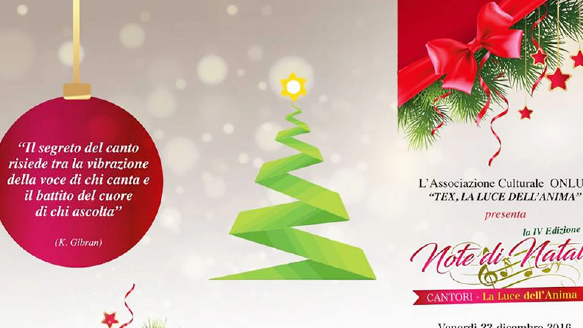 Il Natale si anima con la quarta edizione di Note di Natale. La manifestazione promossa dall’associazione “Tex, la Luce dell’Anima”.