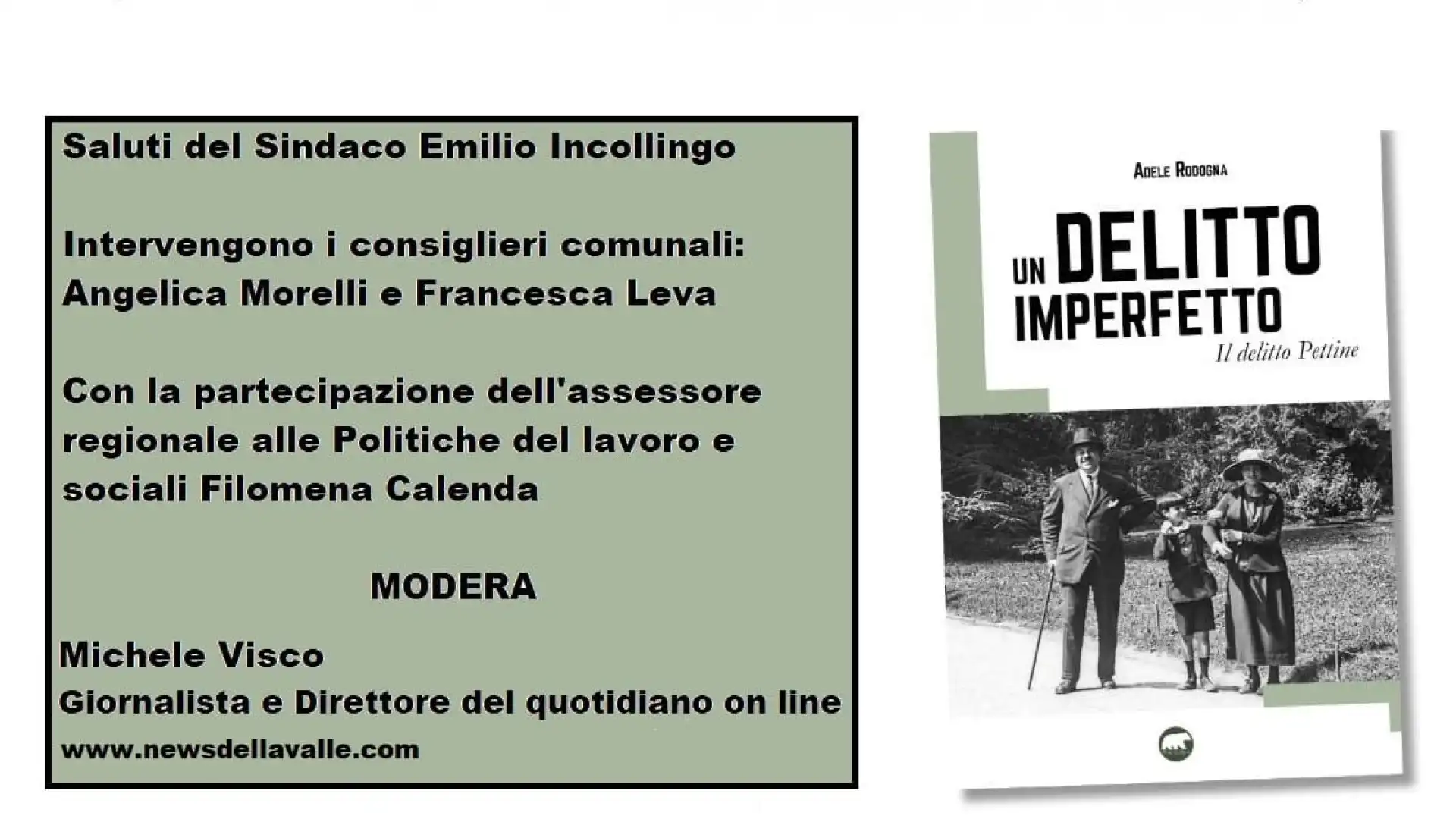 Colli a Volturno: domenica 28 novembre la presentazione del Romanzo Storico “Un Delitto Imperfetto” di Adele Rodogna.