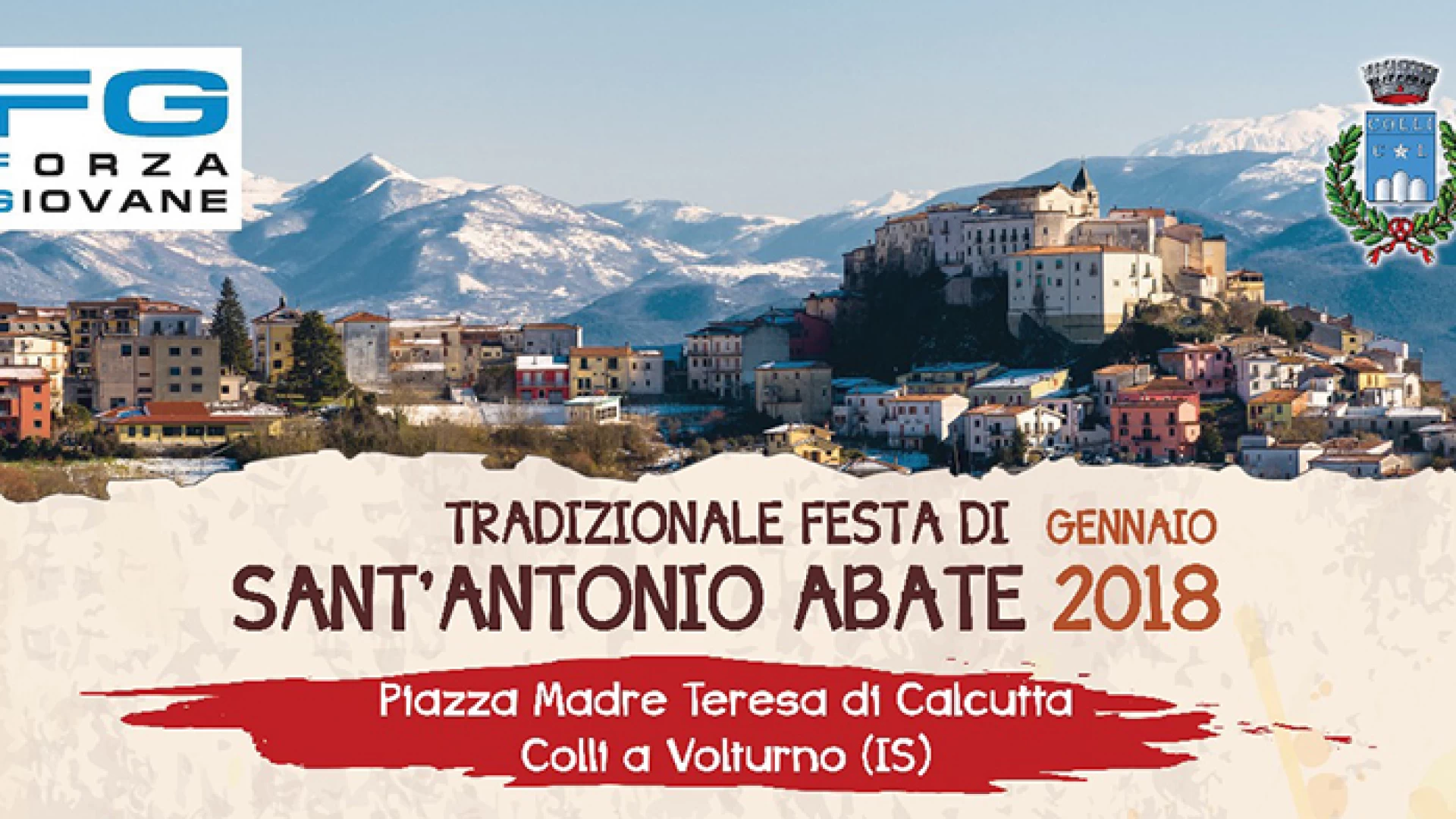 Colli a Volturno: appuntamento con la festa tradizionale di Sant’Antonio Abate. Un mega programma per l’associazione socio-culturale “Forza Giovane”.