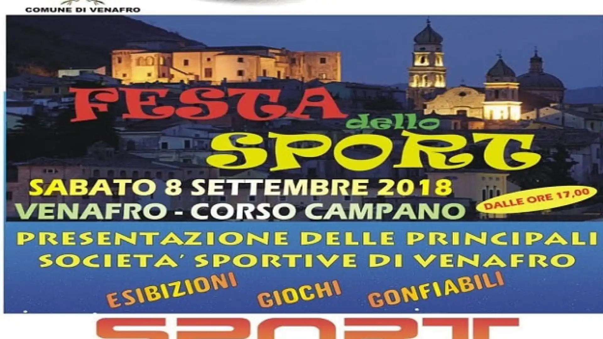 Venafro: nel pomeriggio di domani la festa dello sport aperta a tutti.