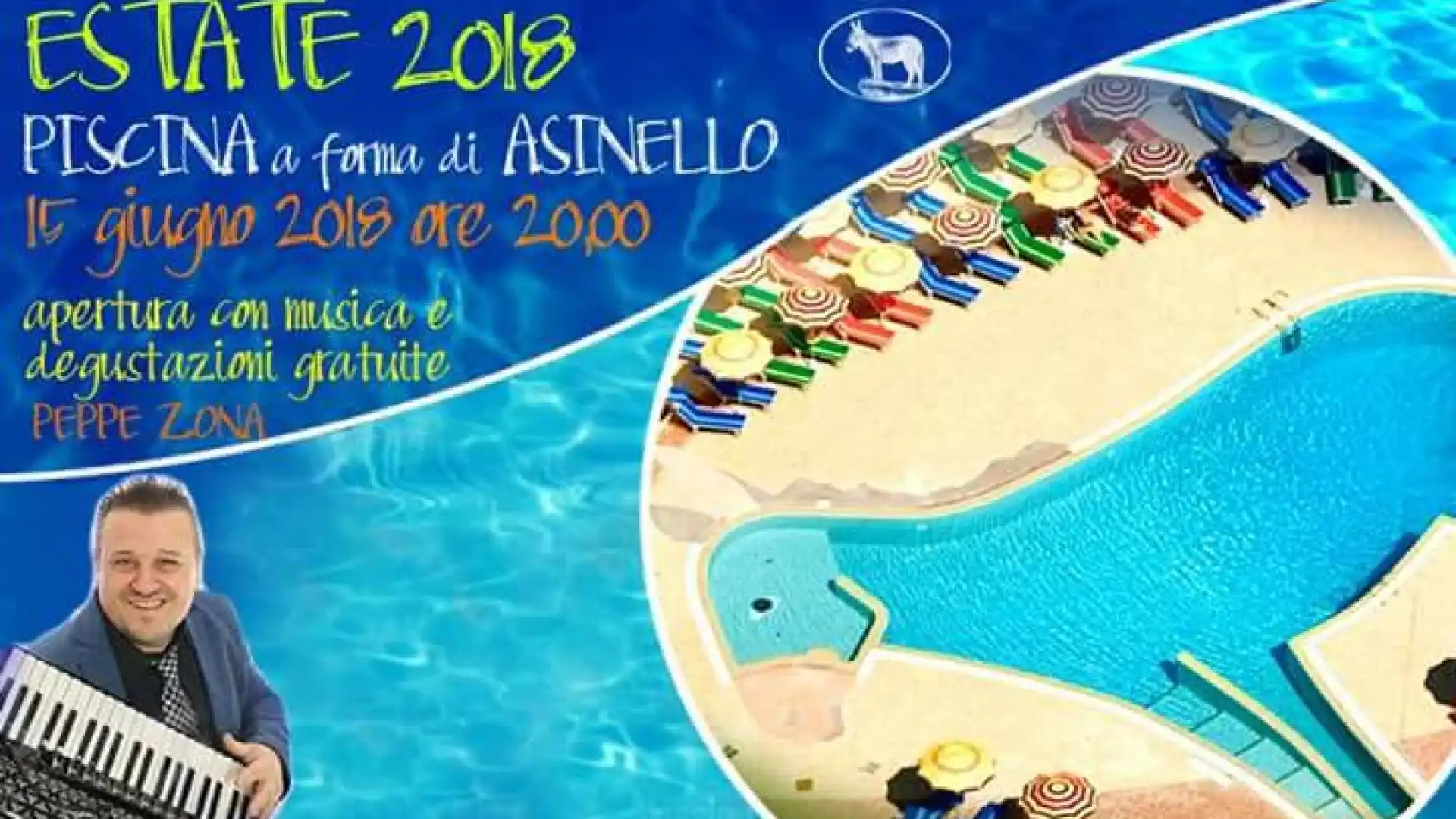 Estate 2018, domani l’inaugurazione della piscina a Forma di asino presso Le Sette Querce.