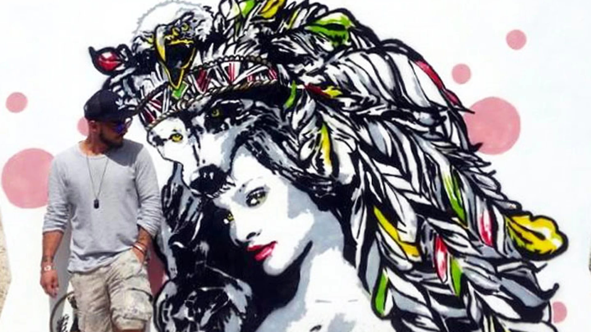 Civitella Alfedena: giovani artisti dipingono per strada in occasione della prima edizione di “Street Arte”.