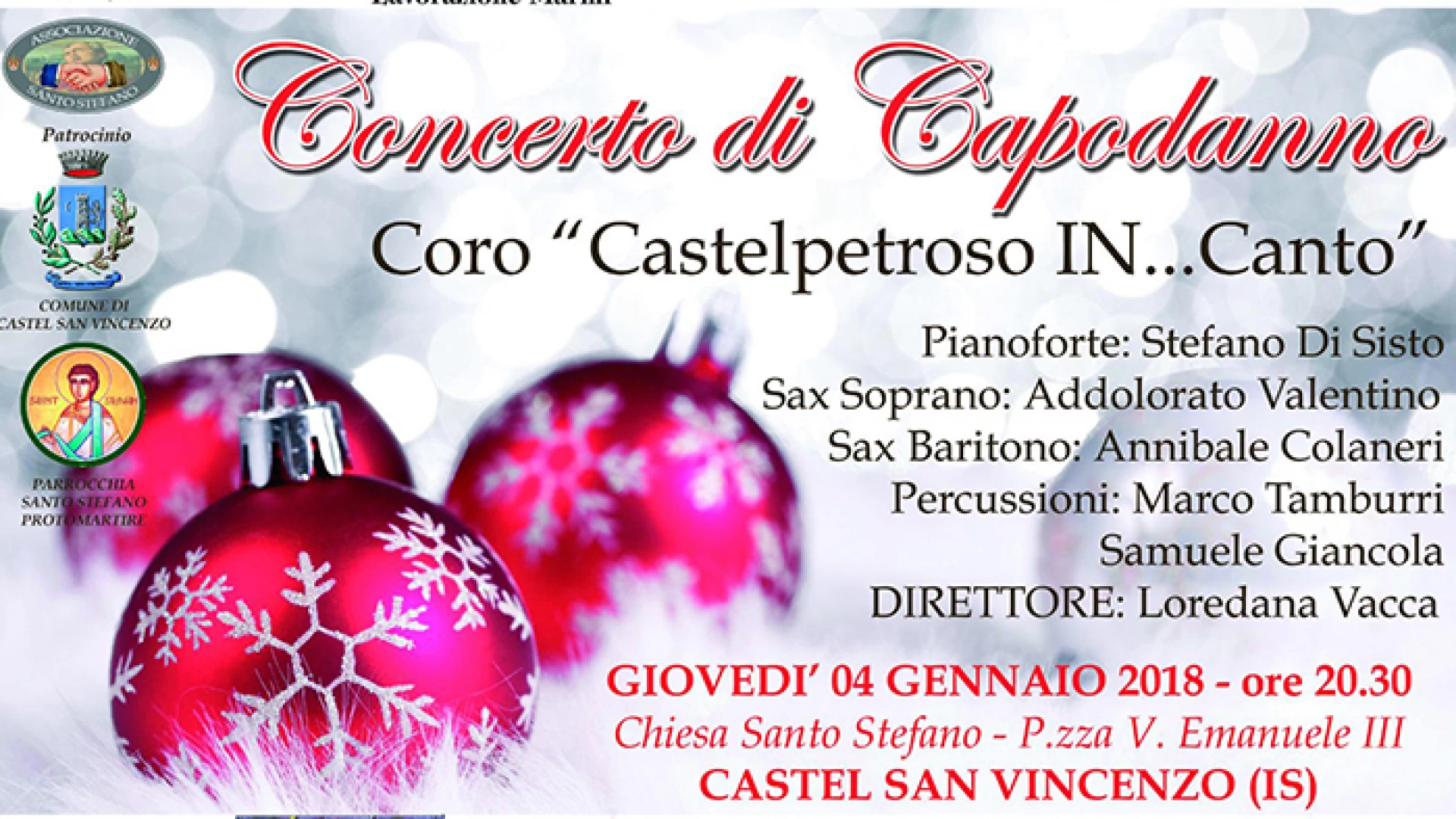 Castel San Vincenzo: questa sera l’atteso concerto di Capodanno. Evento patrocinato dall’Amministrazione Comunale e promosso dall’associazione Santo Stefano.