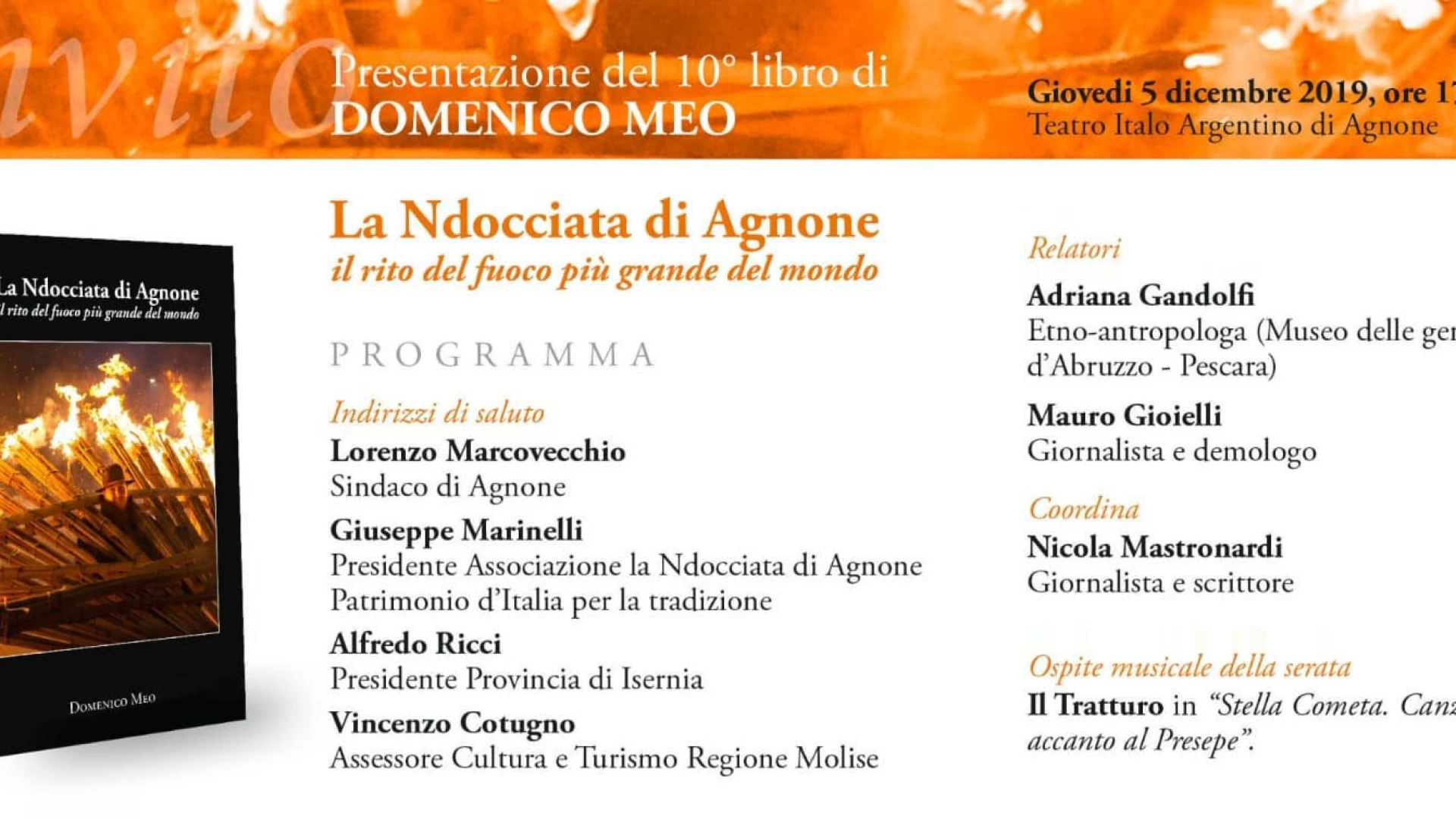 La Ndocciata di Agnone, giovedì 5 dicembre la presentazione del volume di Domenico Meo.