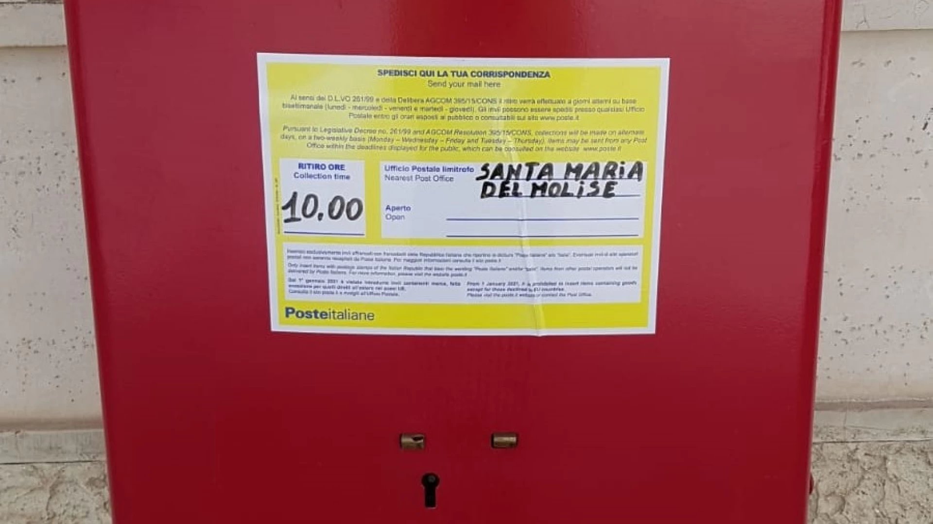 Poste Italiane: cassette postali “Smart” per 6 piccoli comuni della Provincia di Isernia