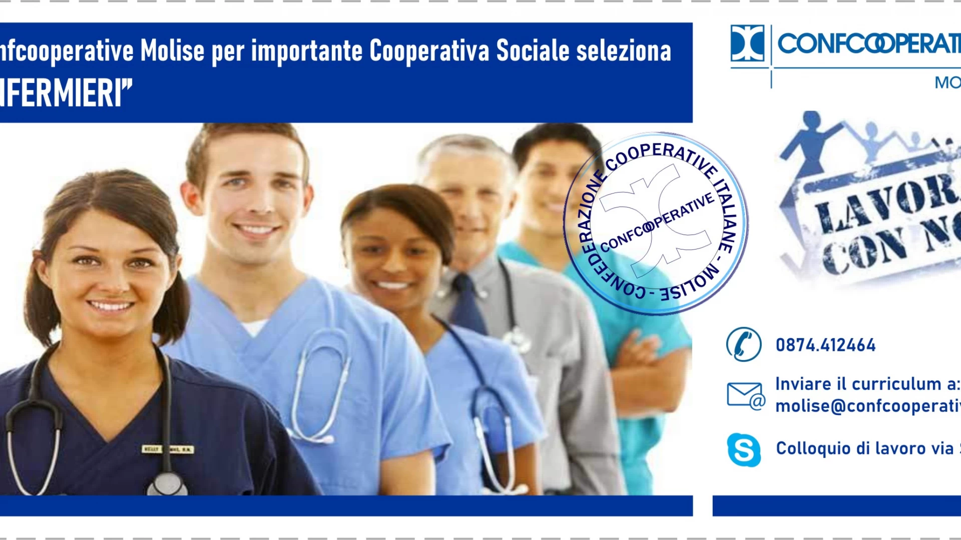 Confcooperative Molise selezione infermieri per importante cooperativa sociale. Leggi l'avviso