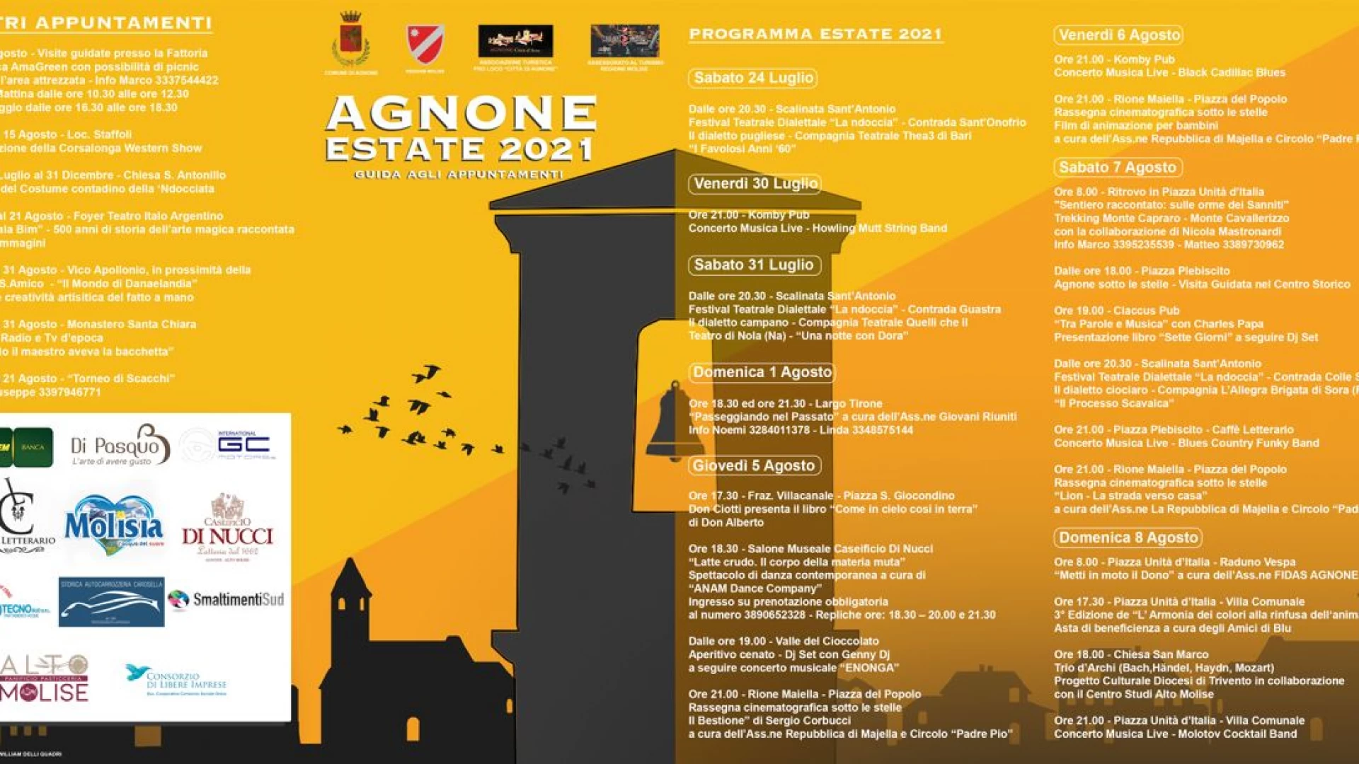 Agnone Estate 2021: pronto il calendario degli eventi e delle attività estive che si terranno nella Città di Agnone durante le prossime settimane.