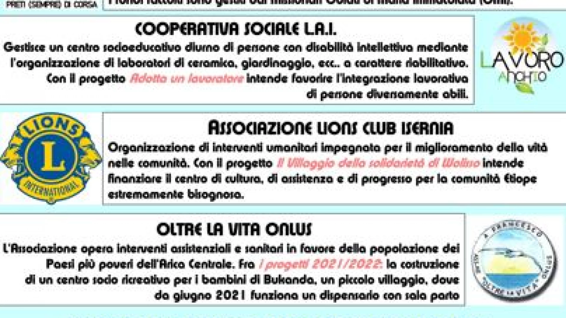 Corrisernia, la solidarietà protagonista con la Charity program. Evento fissato al prossimo 26 settembre.