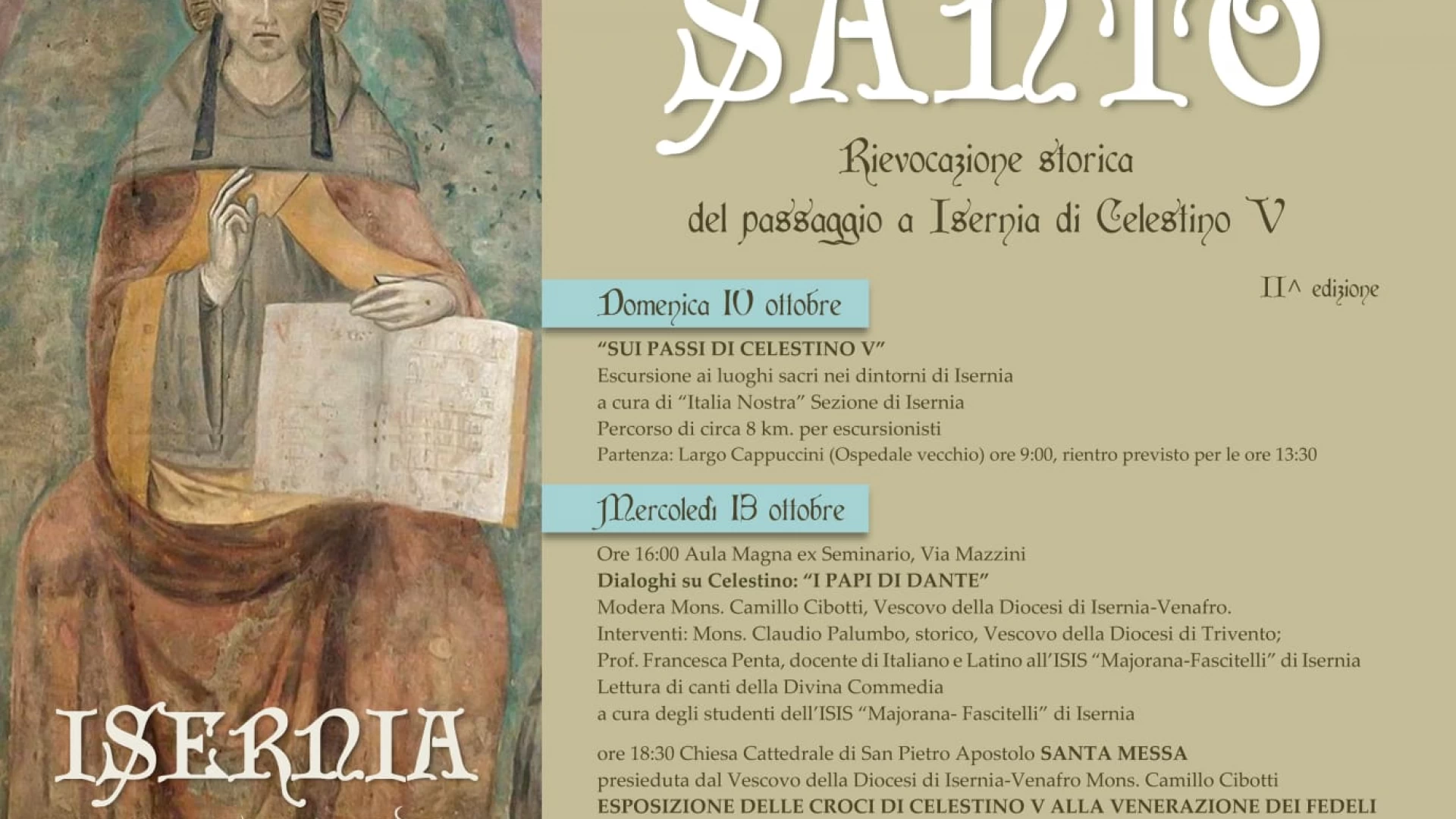 Isernia: “Il ritorno del Papa Santo”. Giovedì 14 ottobre la rievocazione storica del passaggio di Celestino V nel 1294.
