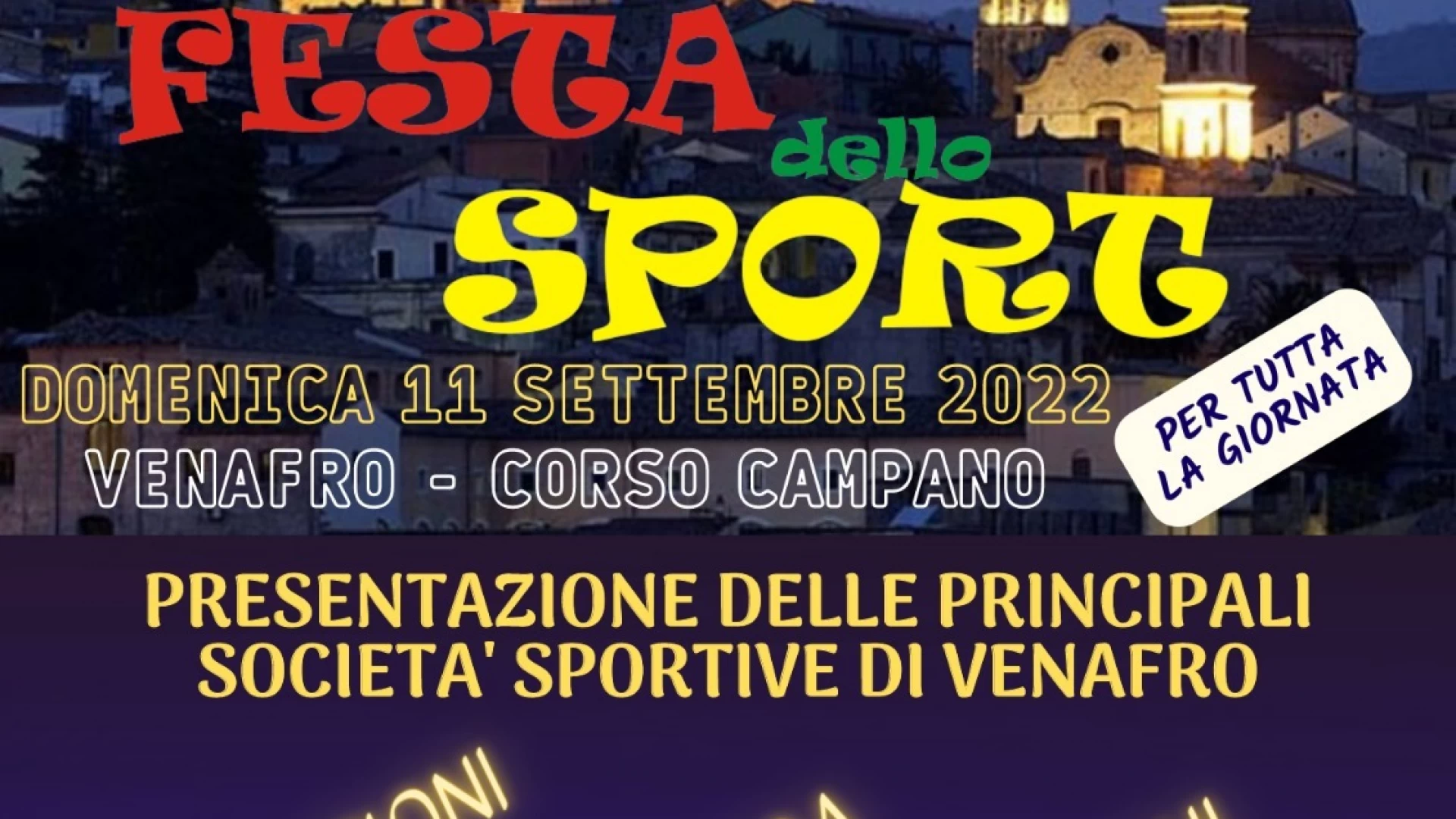 Venafro: domenica 11 settembre appuntamento con l'edizione 2022 della Festa dello Sport