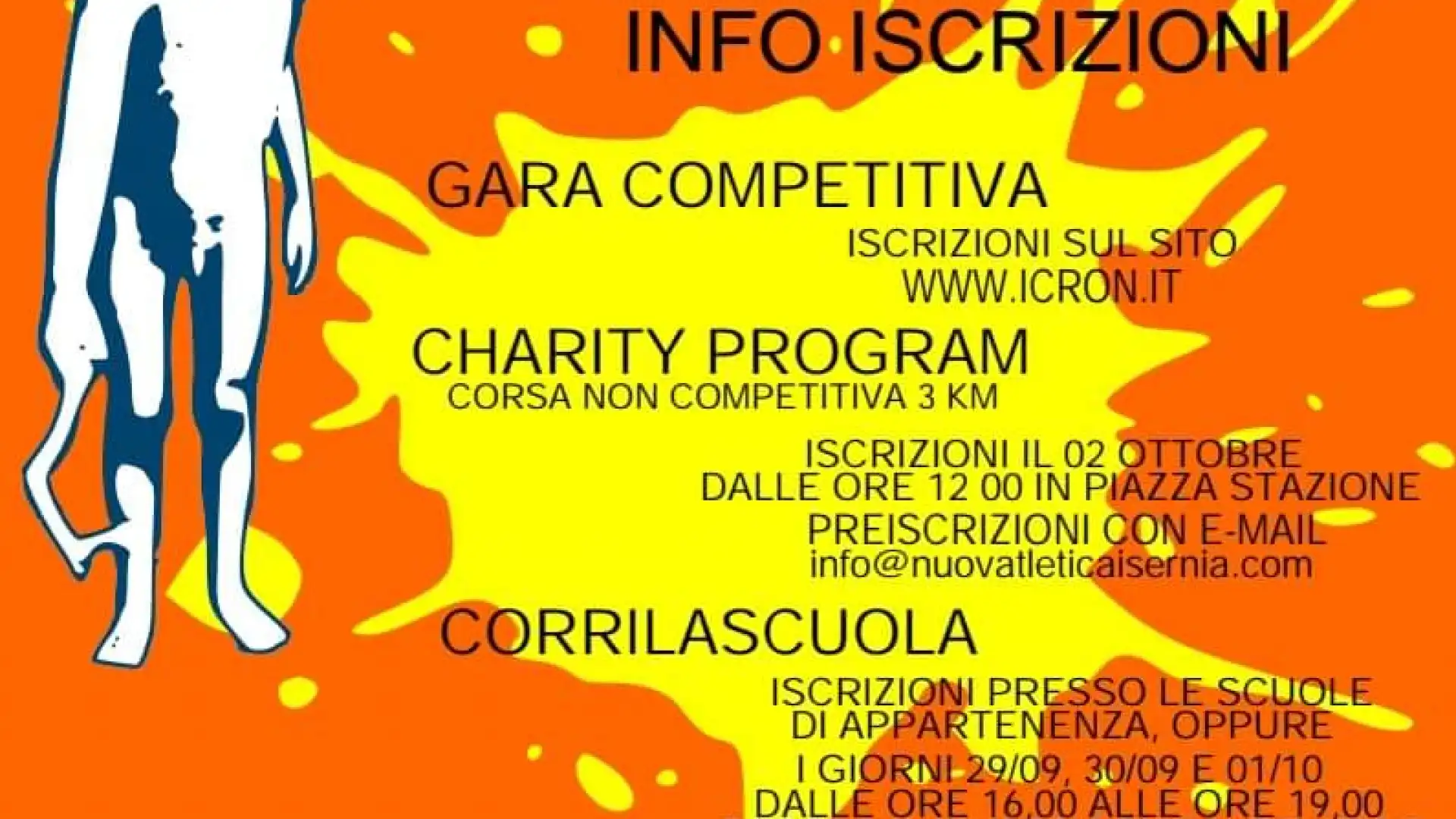 Corrilascuola, arrivano le prime iscrizioni e magliette già in consegna. La presentazione della Corrisernia fissata per il 30 settembre.