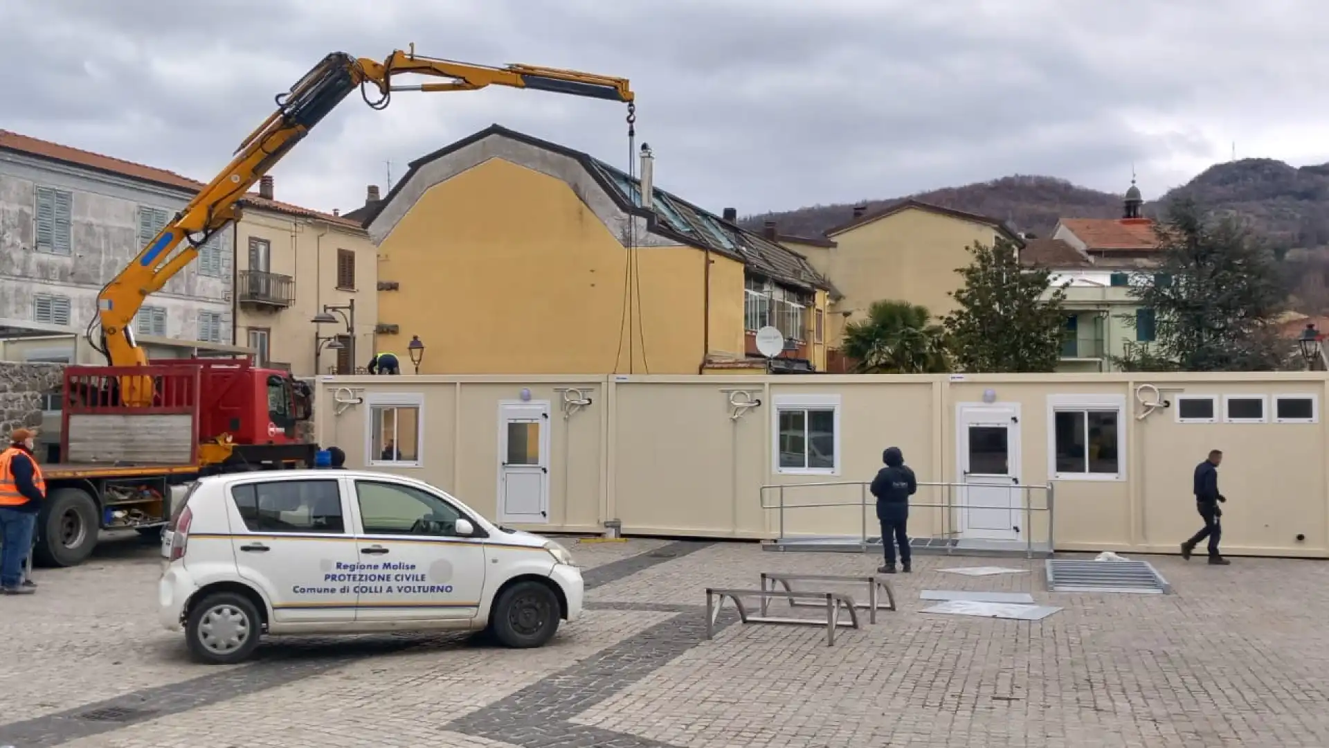 Colli a Volturno: in fase di allestimento l'ufficio postale prefabbricato. A breve in paese attivi tutti i servizi.