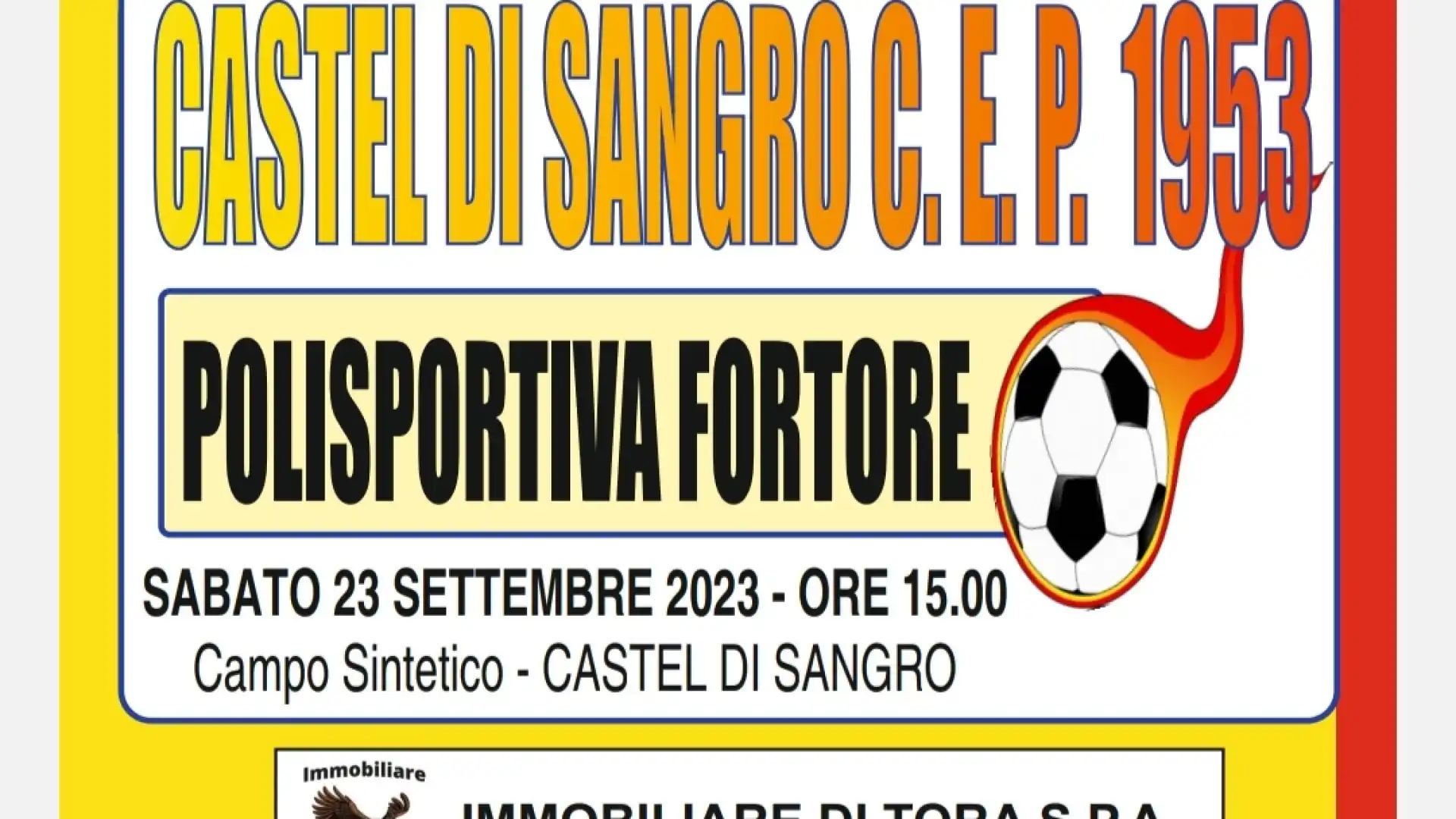 Calcio: Eccellenza, il Castel Di Sangro Cep 1953 affronta in casa la Polisportiva Fortore