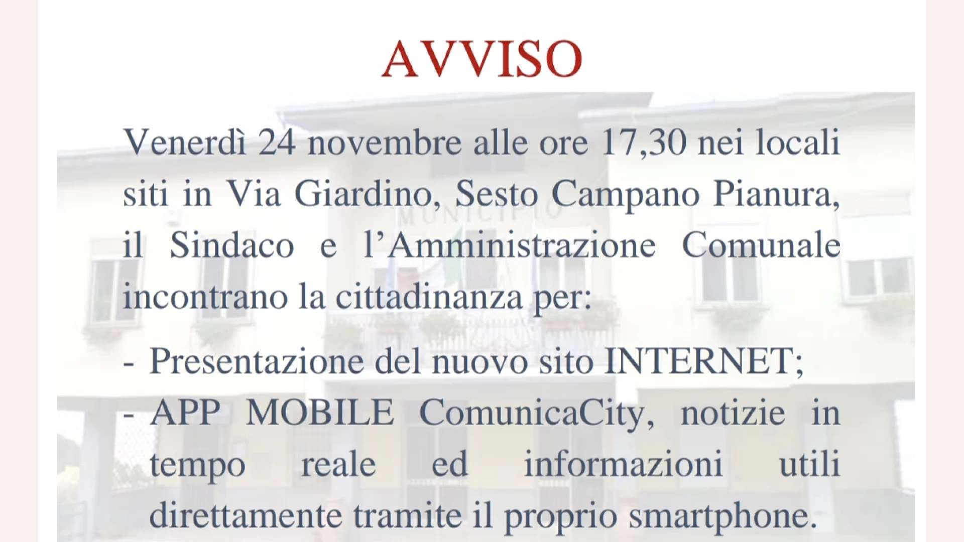 Sesto Campano: venerdì la presentazione dell'App Comunica City. Info utili alla cittadinanza