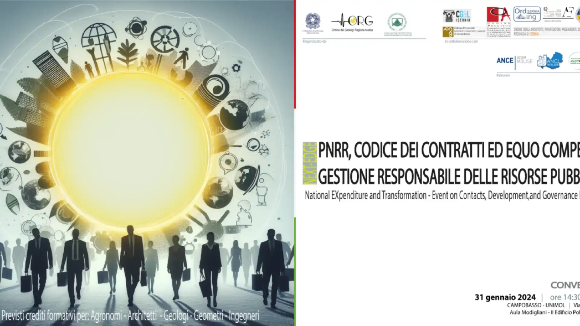 Pnrr e codice dei contratti, il 31 gennaio importante evento a Campobasso organizzato dal Consiglio nazionale dei Geologi.