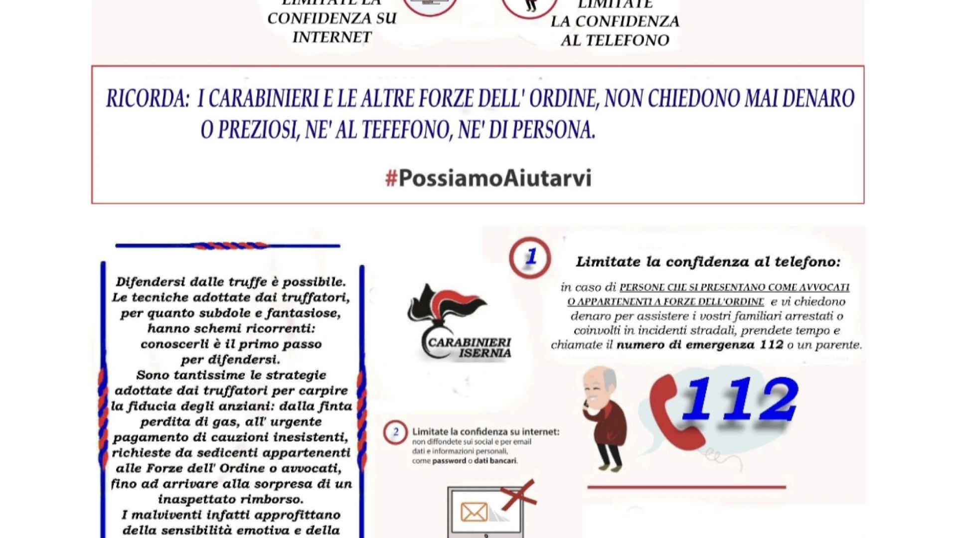 I Carabinieri e i consigli agli anziani su come prevenire ed evitare le truffe ai loro danni