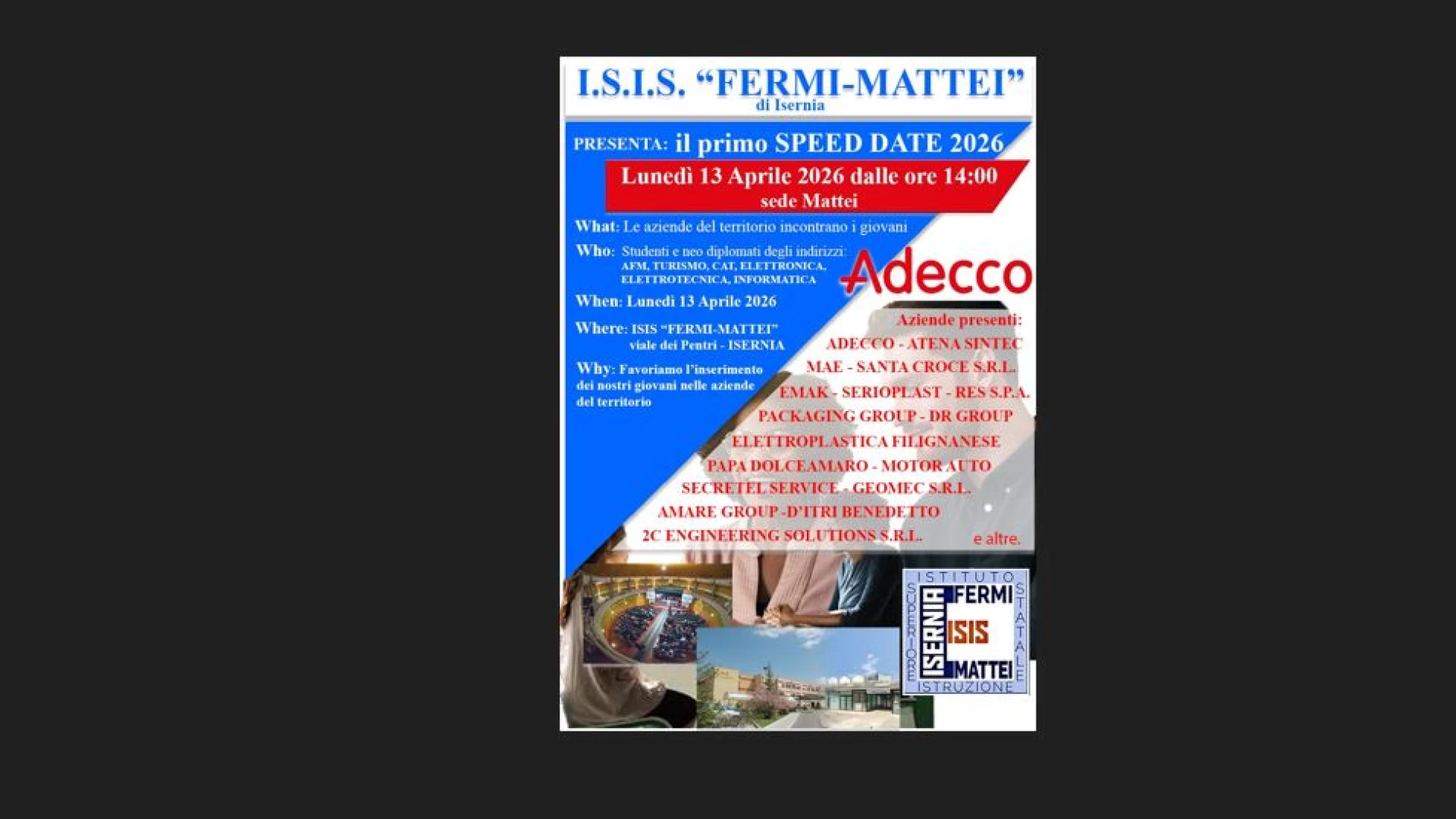 Isernia: all’Isis Fermi Mattei lo SPEED DATE con le aziende del territorio.