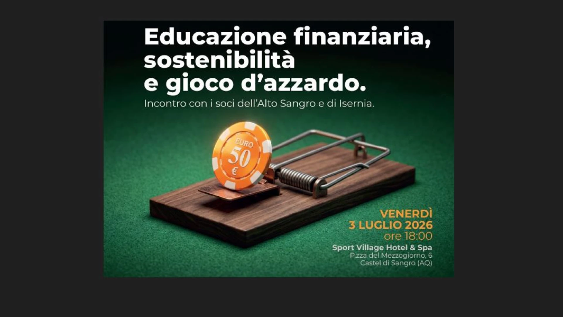 Educazione finanziaria, sostenibilità e gioco d’azzardo. La Bcc Roma incontra i soci dell’Alto Sangro e di Isernia.