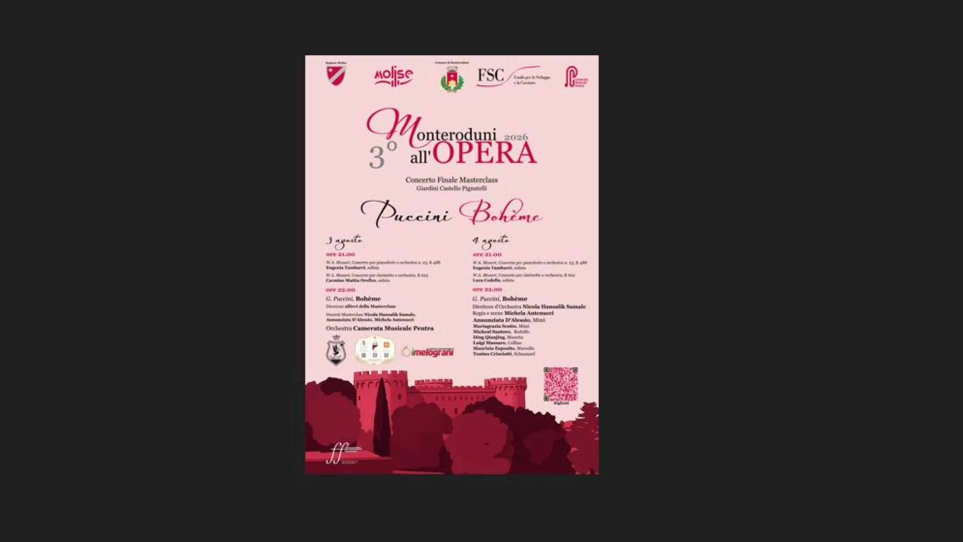 Monteroduni all’opera: appuntamento il 3 e 4 agosto nei giardini del Castello Pignatelli.