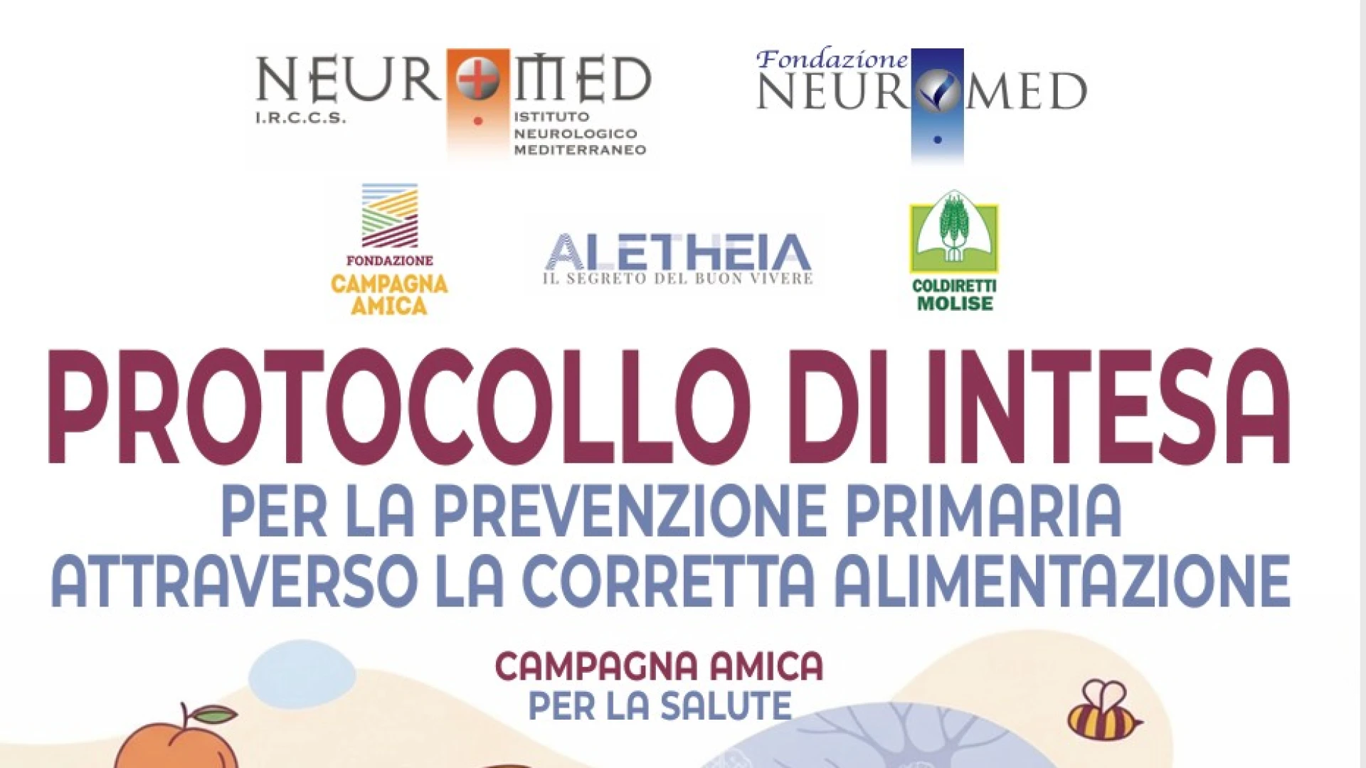 Salute: venerdì 25 settembre a Pozzilli Coldiretti Molise firma protocollo d’intesa con I.R.C.C.S. Neuromed