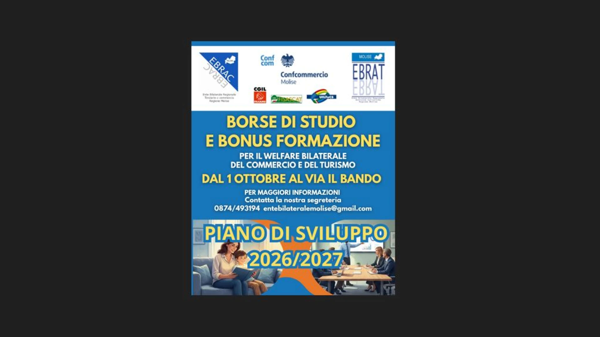 Enti Bilaterali Commercio e Turismo del Molise: pronti 40.000 euro per il sostegno a famiglie, lavoratori e formazione aziendale