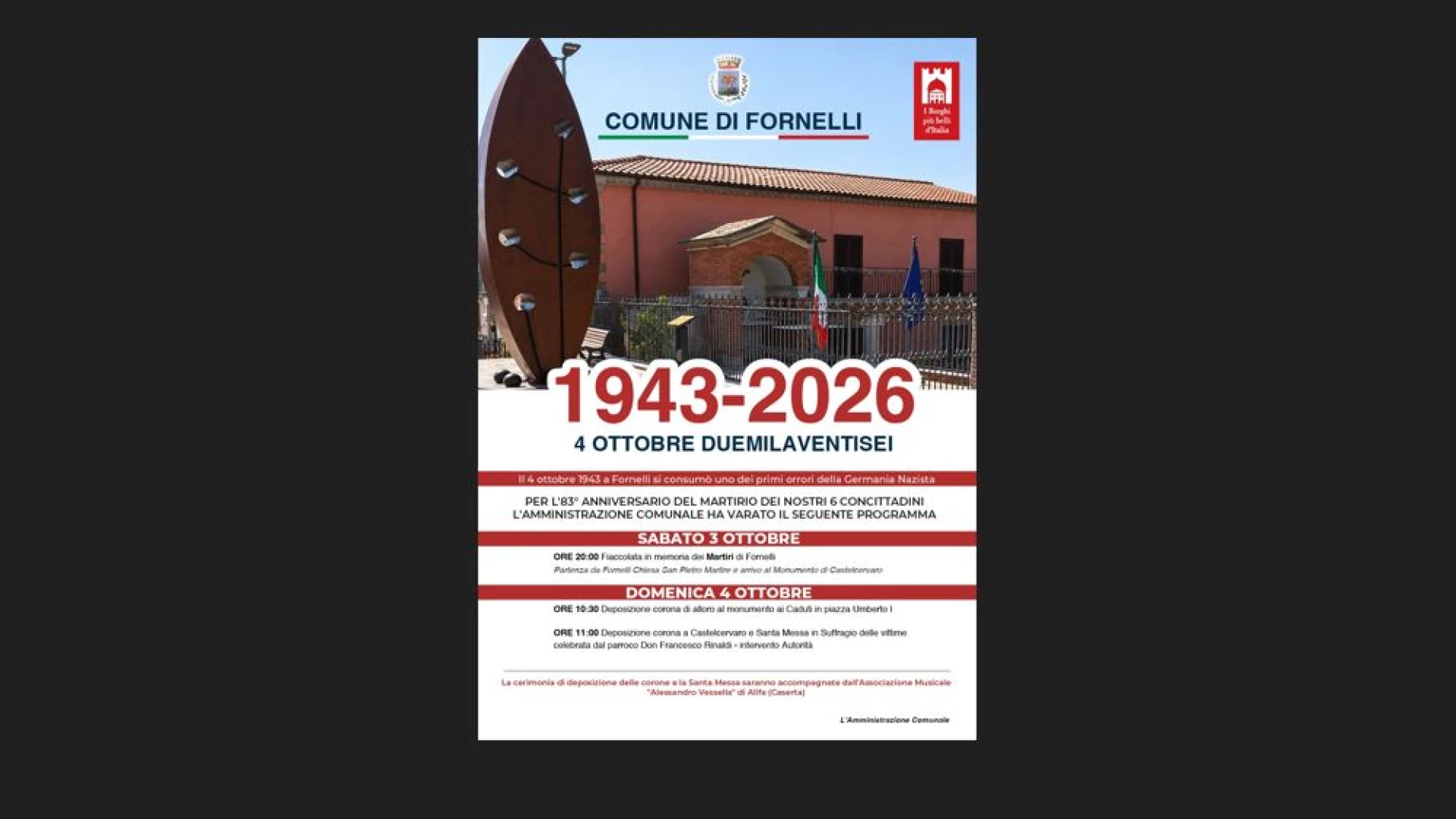 Martiri di Fornelli, oggi le celebrazioni dell'83°esimo anniversario. (FOTO)