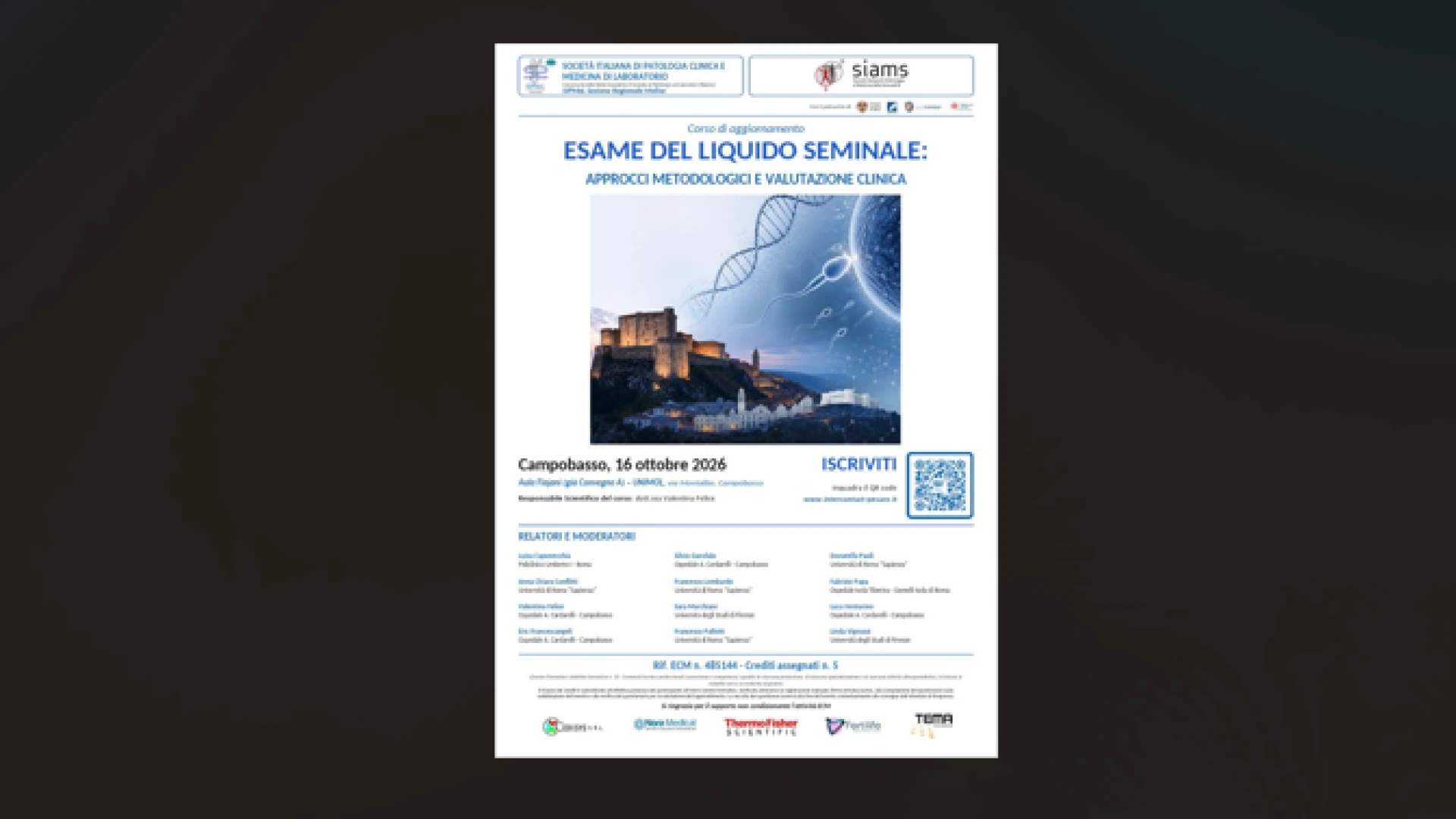 Salute maschile e medicina di laboratorio, a Campobasso un corso di aggiornamento sull’esame del liquido seminale.