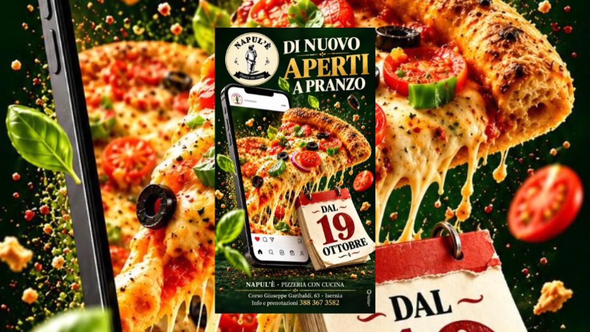 Isernia: da lunedì 19 ottobre NAPUL'E' pizzeria riparte con l’apertura ad ora di pranzo.