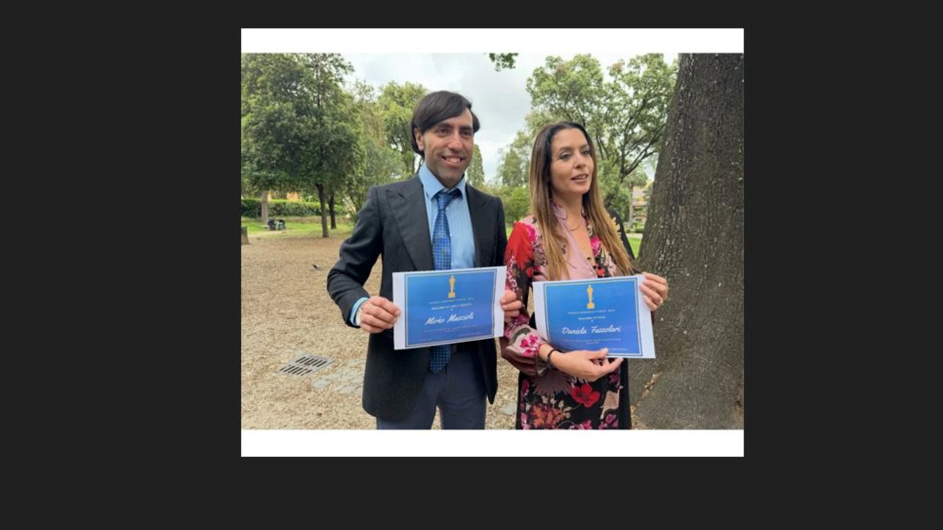 L’attore sulmonese Mirko Mascioli premiato per il film “Occhi azzurri” sul femminicidio.