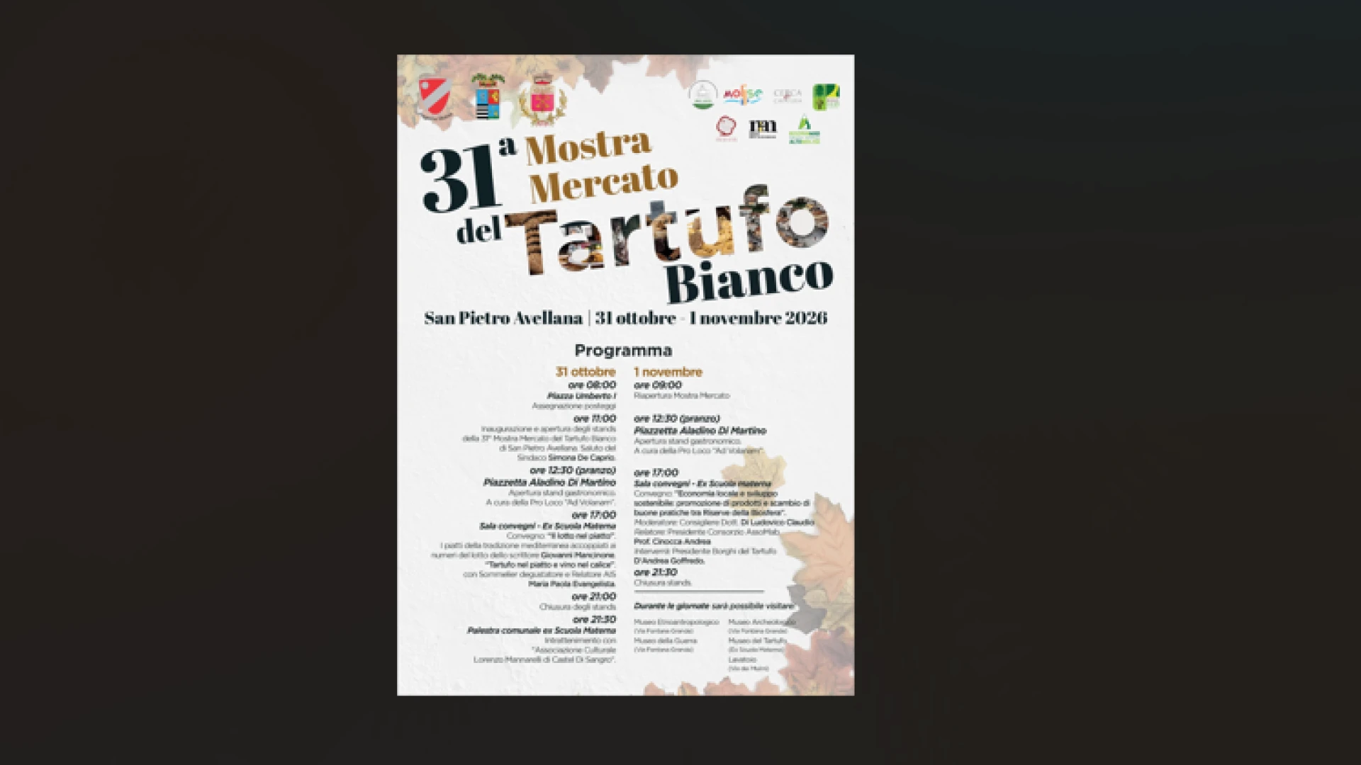 San Pietro Avellana: il tartufo bianco molisano torna protagonista. Al via la 31°esima della mostra mercato.