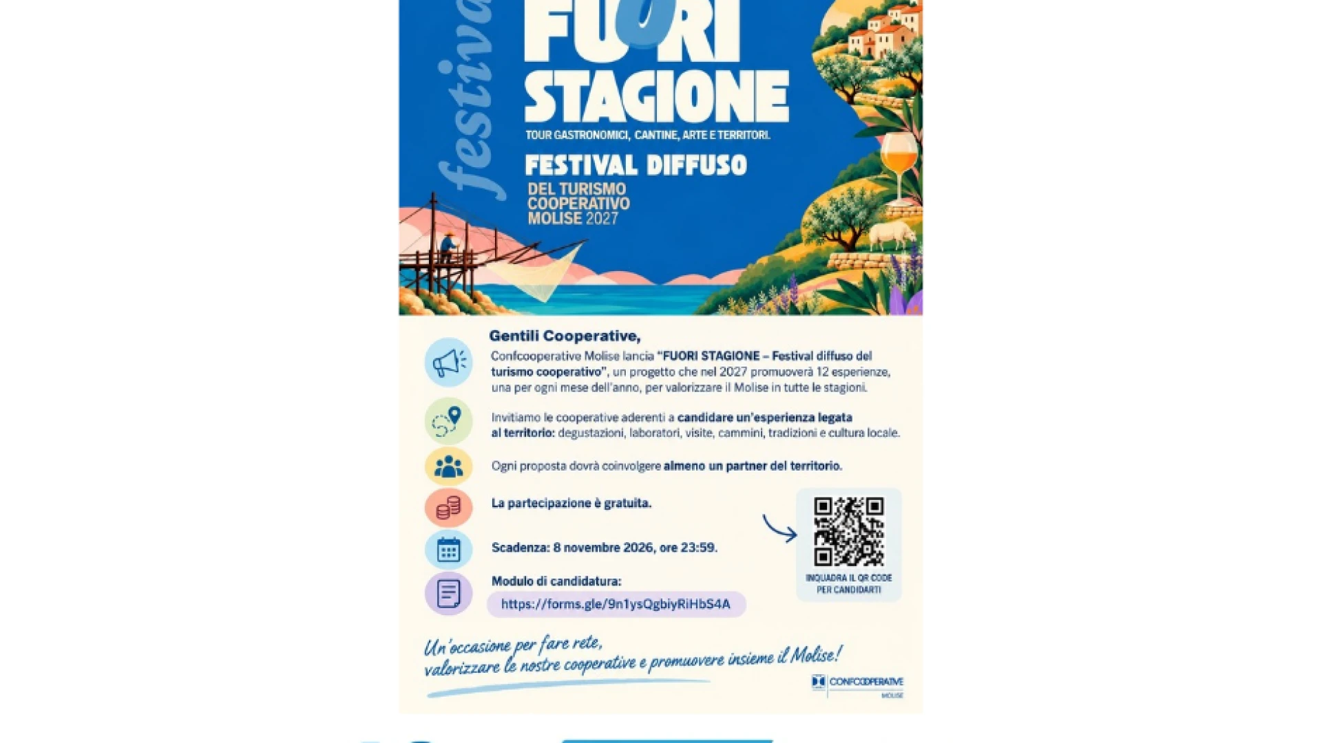 "Fuori stagione": Confcooperative Molise lancia il Festival del turismo Cooperativo