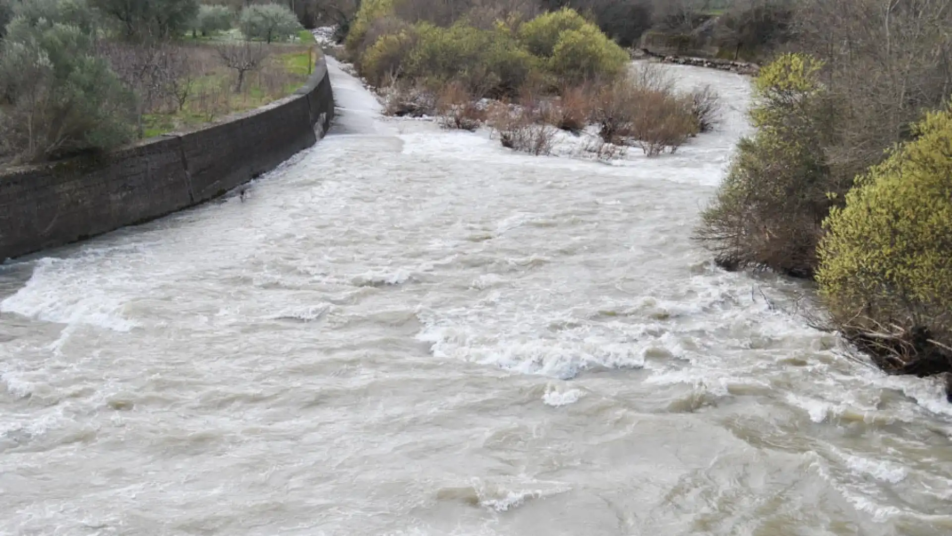 Volturno sorvegliato speciale. Il fiume è ingrossato oltre i limiti a causa delle copiose piogge. Numerosi gli allagamenti di terreni.