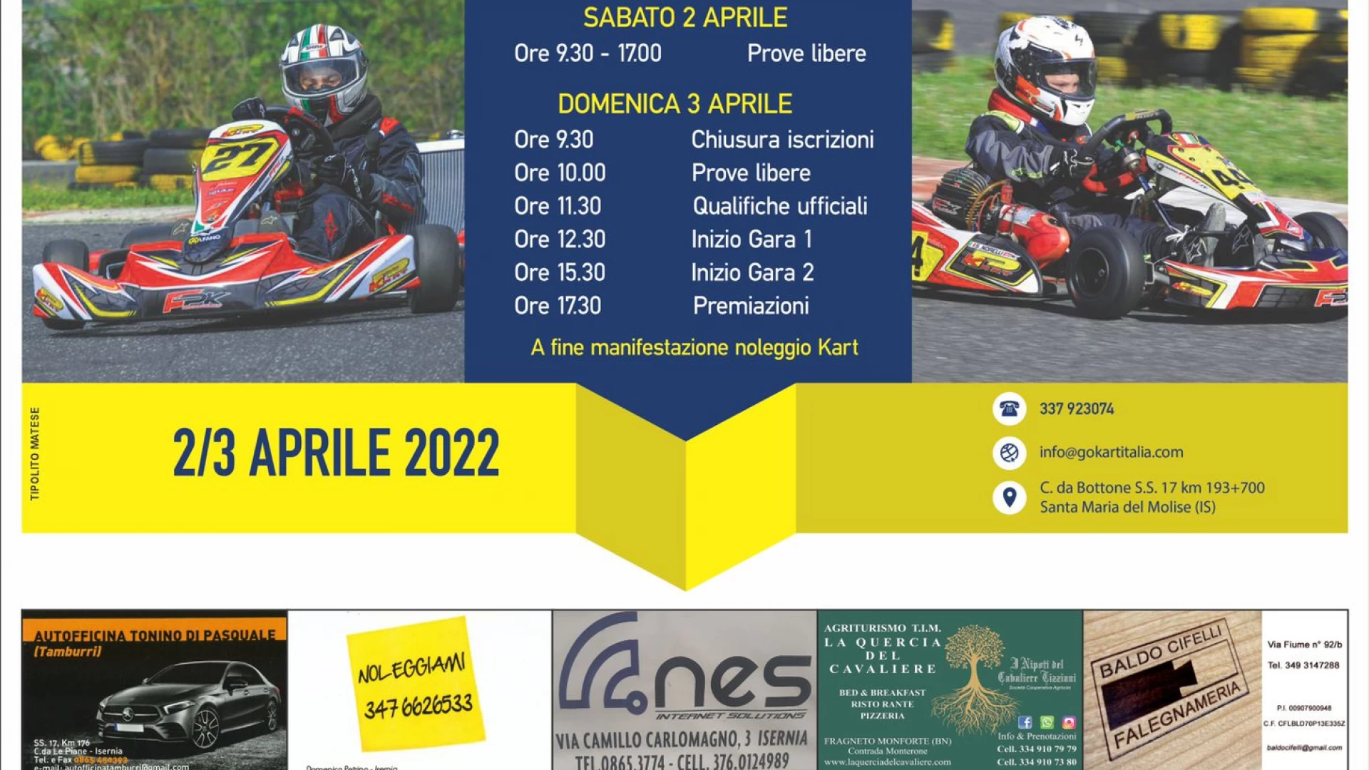 Kart: si torna a correre in Molise. Il 2 e 3 aprile il Campionato Aci Sport U.M.M.A.