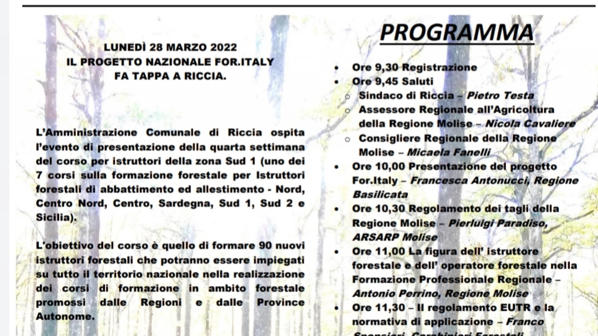A Riccia la presentazione del progetto nazionale For Italy