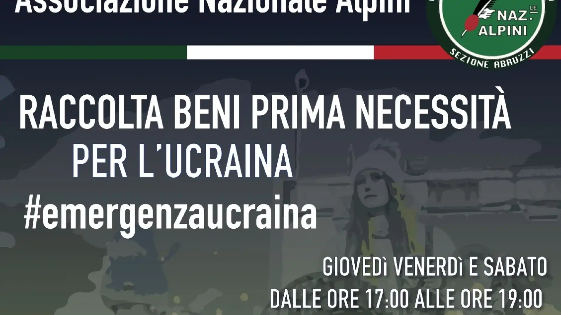 Castel Di Sangro: il gruppo Alpini promuove una raccolta di beni di prima necessità per l'Ucraina.