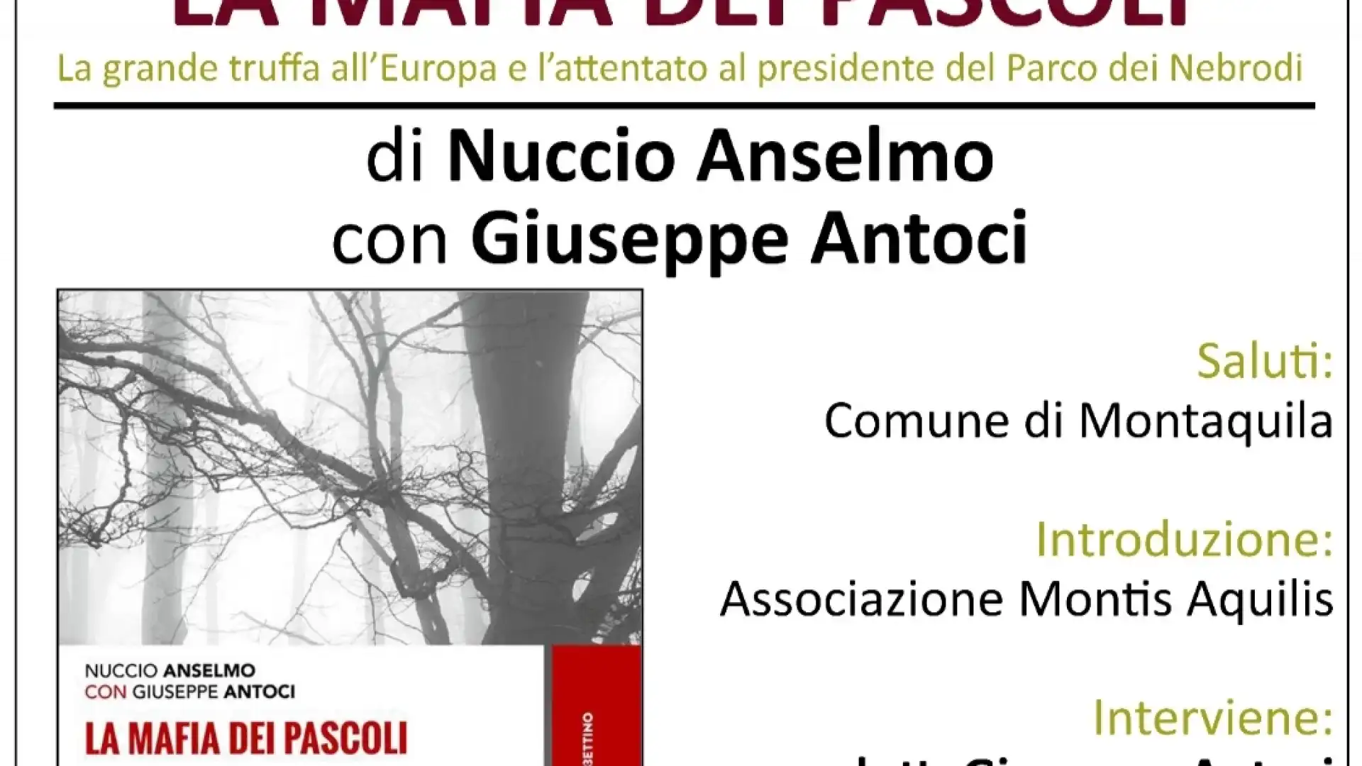 Montaquila: venerdì 10 dicembre la presentazione del volume "La mafia dei Pascoli"