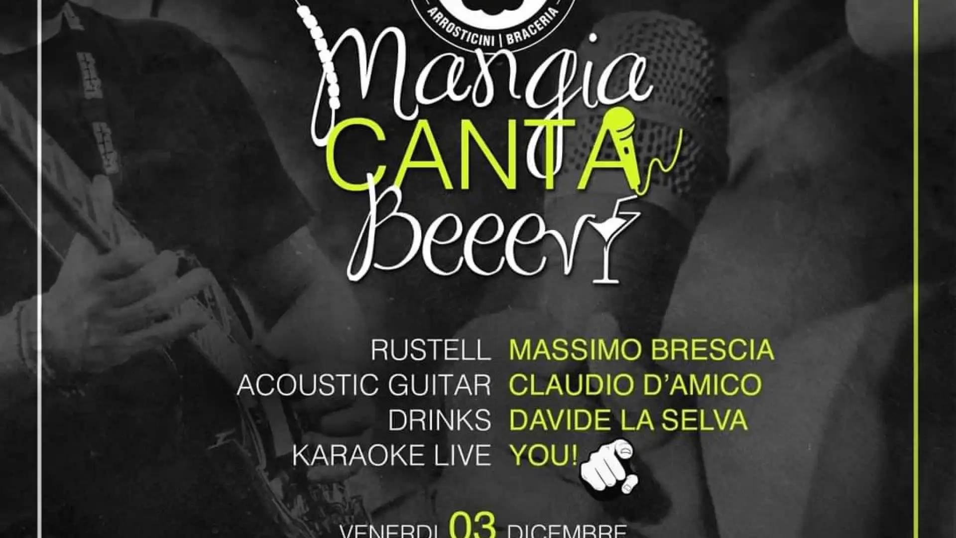 Castel Di Sangro: canta, mangia e bevi a Fuori Dal Gregge. Venerdì 3 dicembre serata da non perdere