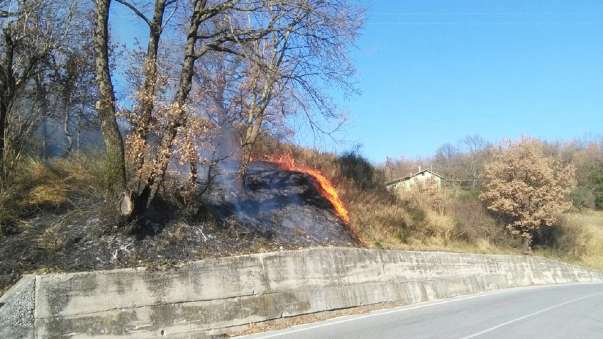 Colli a Volturno: va a fuoco un bosco sulla provinciale Vandra. Paura per i passanti nel pomeriggio di ieri.