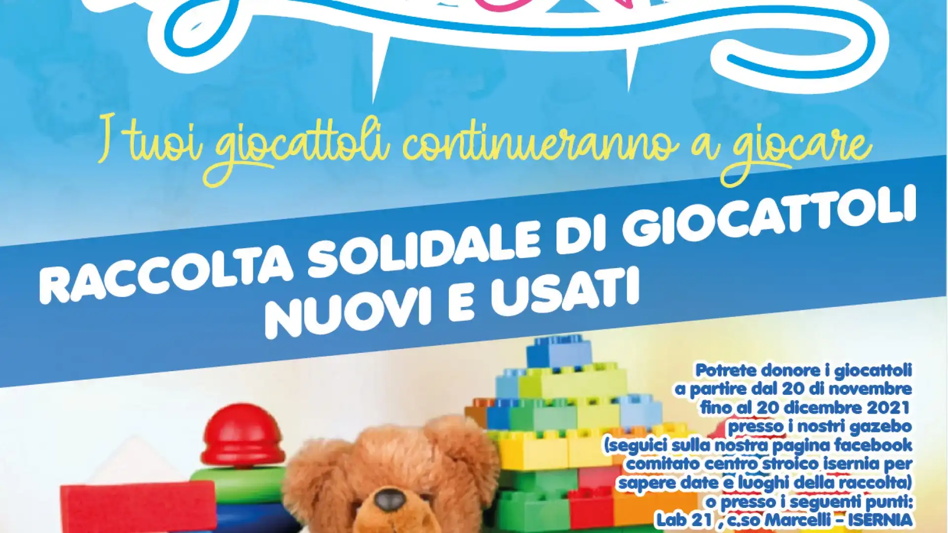 Il Comitato Centro Storico di Isernia promuove una raccolta di giocattoli per i piccoli più bisognosi