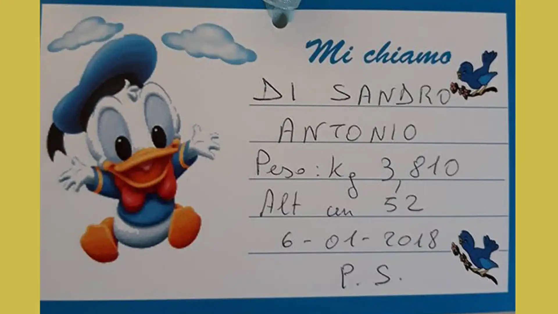 L'Angolo degli Auguri: nella Befana del 6 gennaio arriva il piccolo Antonio, Gli auguri della redazione alla famiglia Di Sandro-Ciampone