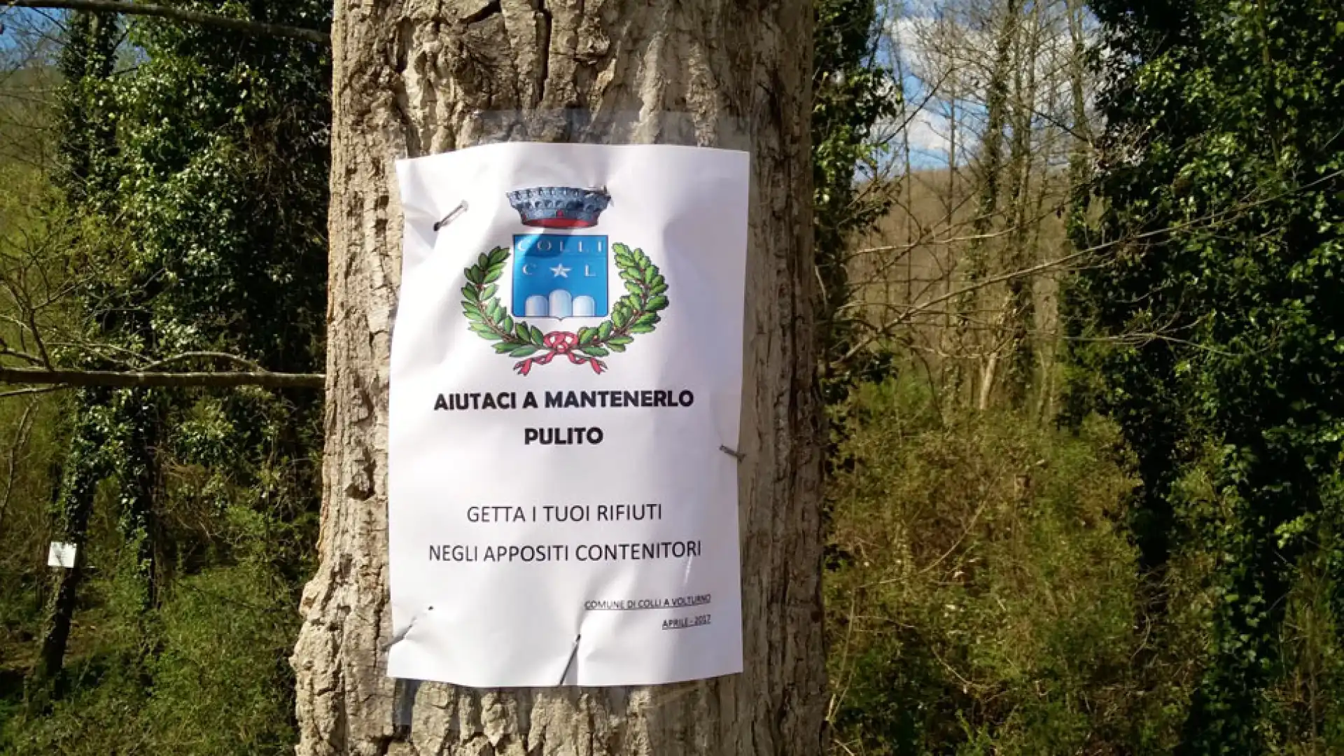 Colli a Volturno: parco fluviale ripulito con deterrenti anti-inquinamento per gli incivili. L’Amministrazione Comunale Incollingo va avanti nella politica di tutela ambientale.