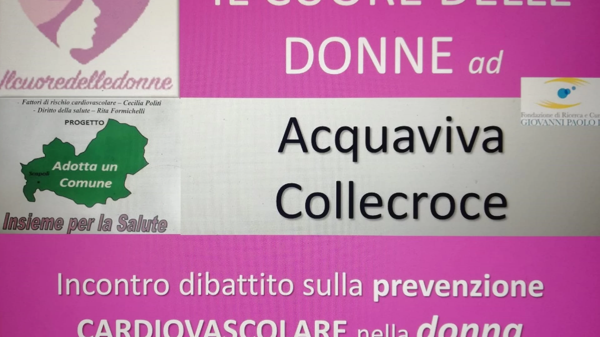 Il Cuore delle donne ad Acquaviva Collecroce per “Adotta un Comune”. Il 26 ottobre la giornata informativa.